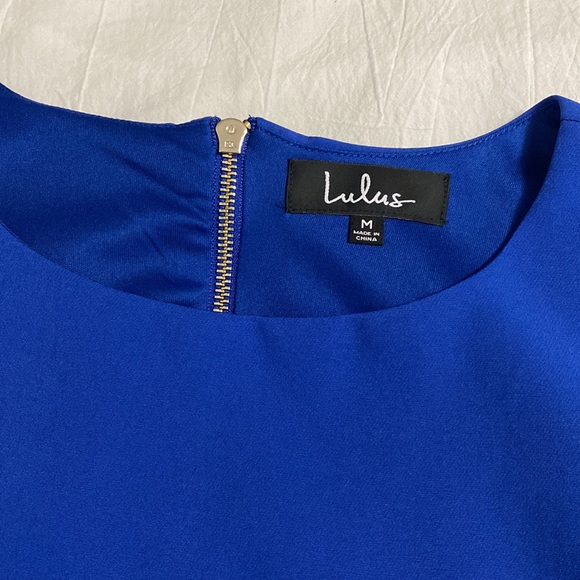 Like new!! Lulus JUST US ROYAL BLUE SKATER DRESS - Picture 3 of 6